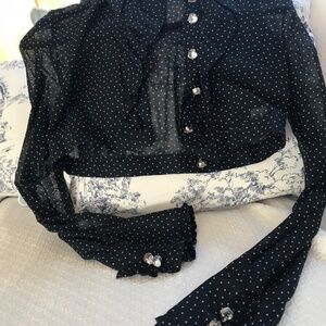 D&G sheer cropped shirt with Swarovski Crystal buttons